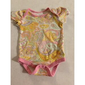 Happi Baby Girls Paisley Print Bodysuit Pink Yellow 6-9 Months 90s y2k